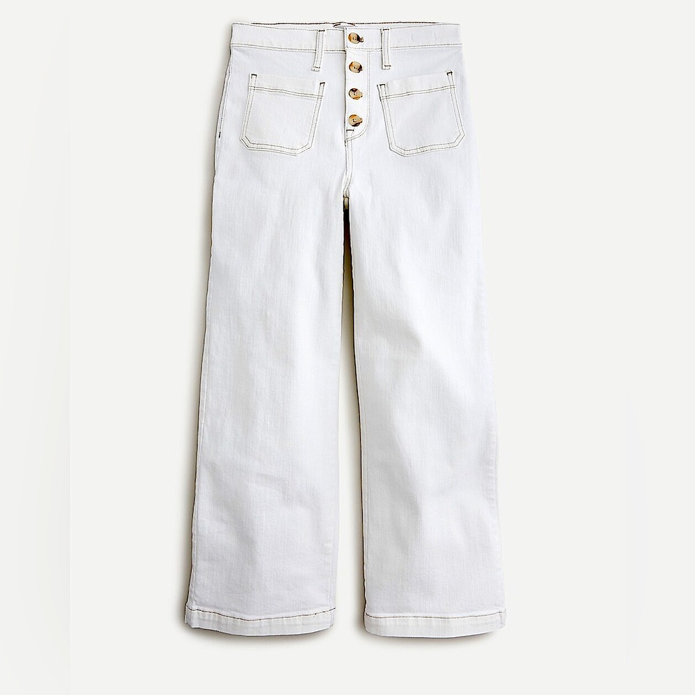 White J. Crew Slim Wide Leg Jeans